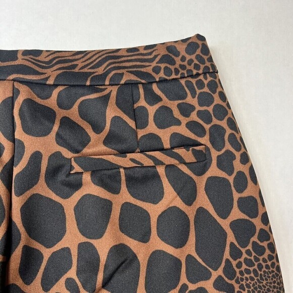 Michael Kors Women's Animal Print Pull On Pants Sz S Elastic Waist Brown Flat - Picture 8 of 9